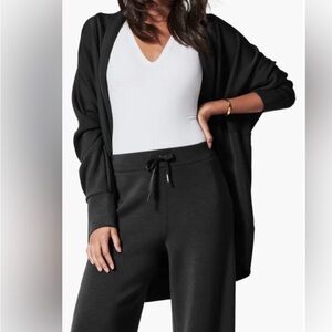 Spanx Airessentials cacoon Open front Cardigan Black Women's Sweater pockets XL